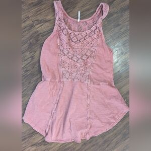 Free People Tank Lace Detail Top - Pink